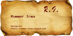 Rummer Irma névjegykártya